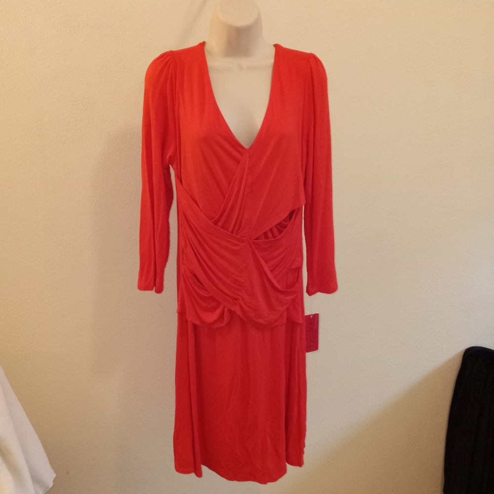 BNWT Louise Roe Dress Sz M Coral  Rayon/Spandex